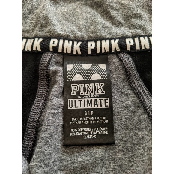 Victoria Secret Pink Ultimate Half Zip Pullover Women S Small Gray Black LOGO - Picture 4 of 7